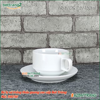 Tách cafe sứ trắng thấu quang gốm sứ Bát Tràng AZBTPLUS