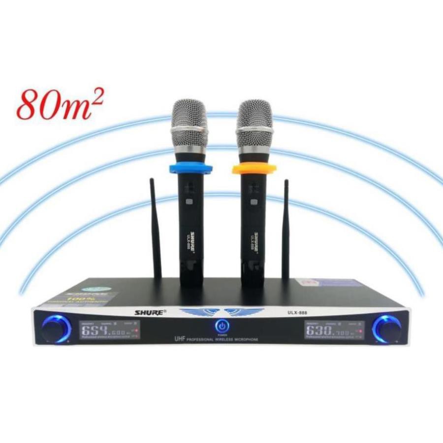 Bộ Micro karaoke không dây Shure ULX-888 + Tặng kèm 2 micro karaoke không dây chống lăn bảo vệ micro cao cấp - Bh 1 năm