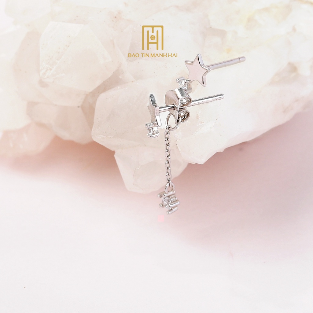Bông tai Bạc 925 nữ hình ngôi sao gắn đá cao cấp phong cách Hàn Quốc BTB01 Bảo Tín Mạnh hải