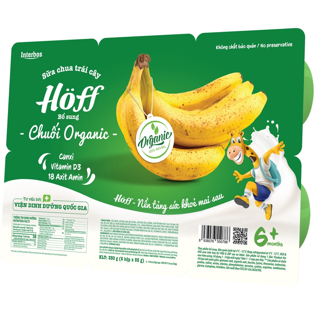 Sữa Chua Chuối Organic Hoff (4 vỉ - 24 hộp)