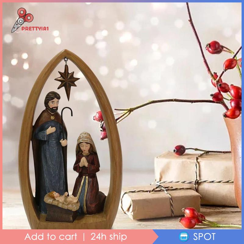 [Prettyia1] Mô Hình Giáng Sinh Bằng Nhựa Resin Thủ Công Kích Thước 24.5x16x5.2CM