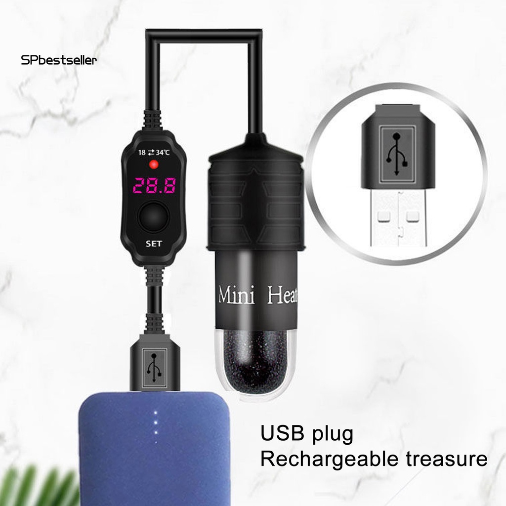 Máy Sưởi Ấm Bể Cá USB Kỹ Thuật Số 5V Mini Bằng Niken Crom