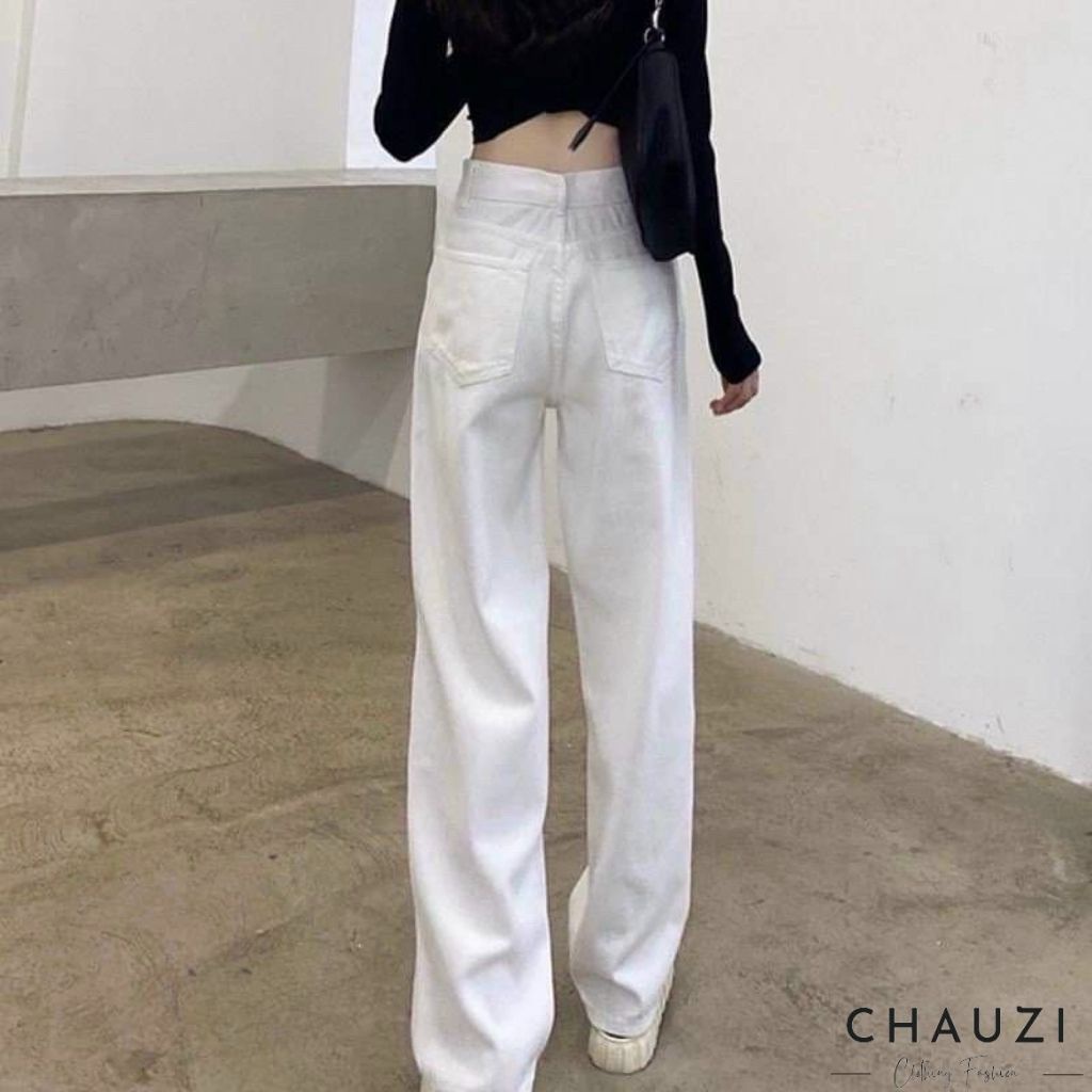 Quần ống rộng nữ CHAUZI quần suông nữ cạp cao quần kaki ống rộng cá tính unisex phong cách hàn quốc QD18