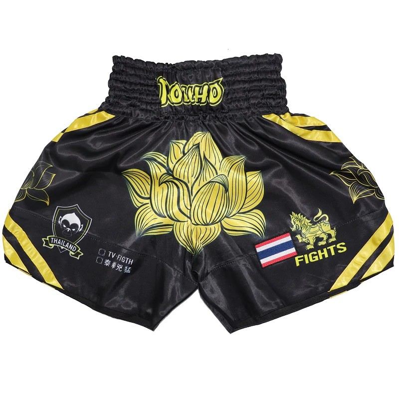 ROLLHO Lotus mma quần short đấm bốc quần muay Thái ngắn mma đấm bốc Trunks Boxing Animal
