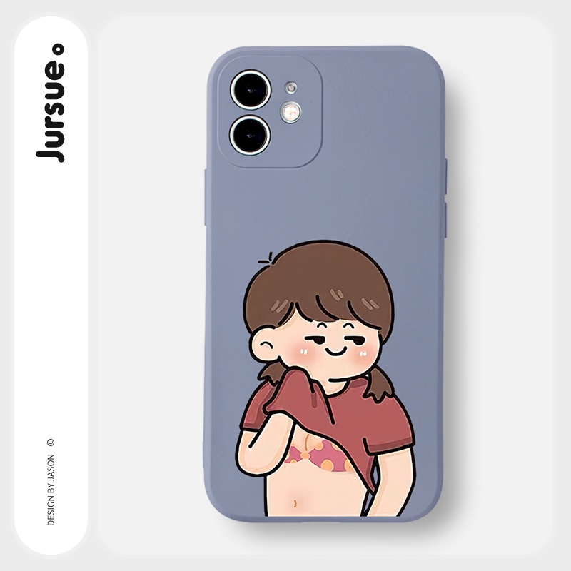 Ốp lưng JURSUE hoạt hình cặp đôi dễ thương đẹp Cho iPhone 13 12 11 Pro Max SE 2020 X XR XS 8 7 ip 6S 6 Plus kute Y2134