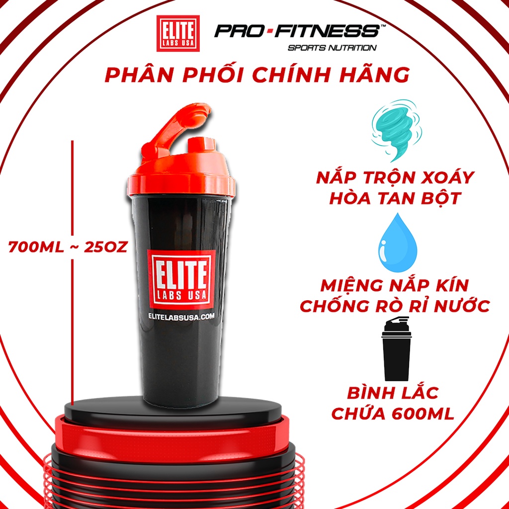 Bình đựng nước cao cấp màu đỏ Elite Labs USA tiện lợi, phong cách (Bình 700ml)
