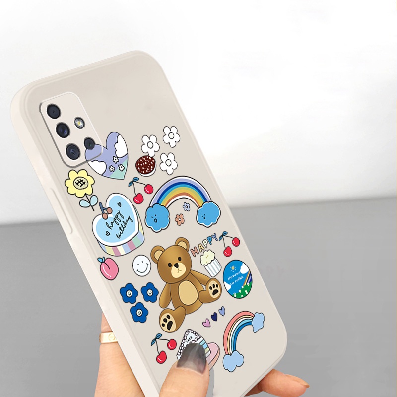 Ốp lưng samsung viền vuông A31/ A51/ A71/ A13/ A33/ A53/ A12/ A22/ A32/ A52/ A02S/ A03S/ A21S STICKER GẤU DỄ THƯƠNG