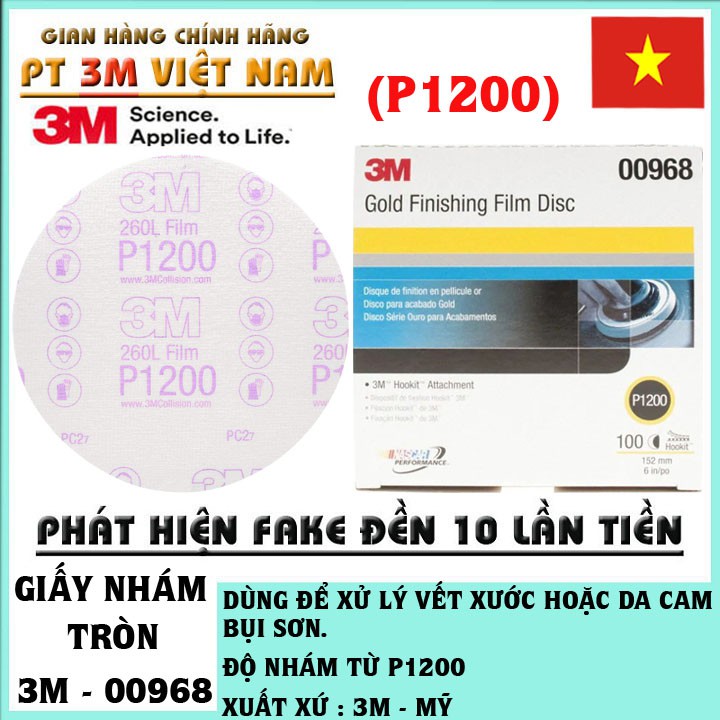 5 Tờ Giấy Nhám Tròn 3M 00968 Độ Nhám P1200 - 260L