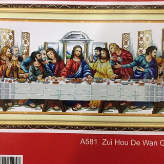 tranh thêu chữ thập chúa bữa tiệc li kt nhỏ 97x44cm chưa thêu