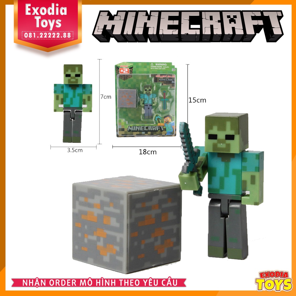 Mô hình đồ chơi Minecraft Steve, Iron Golem, Enderman, Villager, Zombie, Creeper - Đồ Chơi Lắp Ghép Sáng Tạo