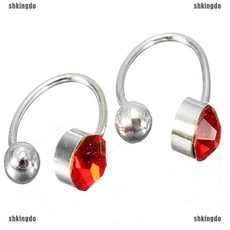 Khuyên đeo vành tai hình chữ U đính đá nhân tạo xinh xắn