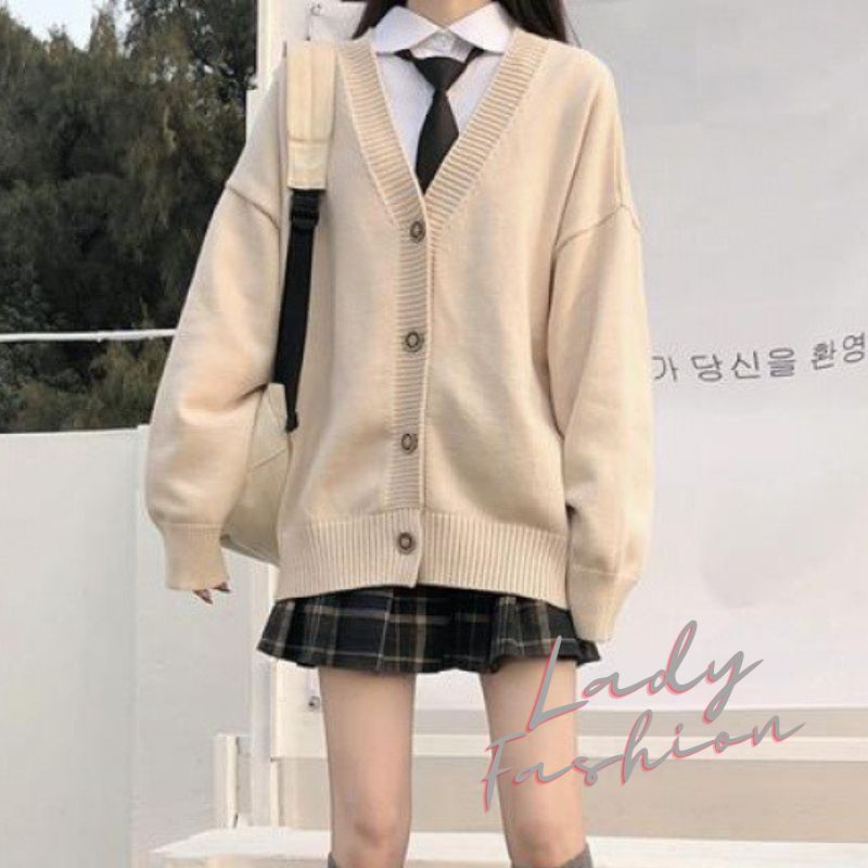Áo khoác len cadigan trơn dáng dài học sinh phong cách trẻ trung dễ thương Lady Xinh - A700