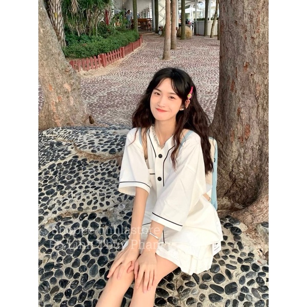 ÁO SOMI TAY LỠ ULZZANG FREESTYLE  ÁO SOMI TRẮNG HÌNH THỎ