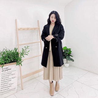 trench coat tay cài đen