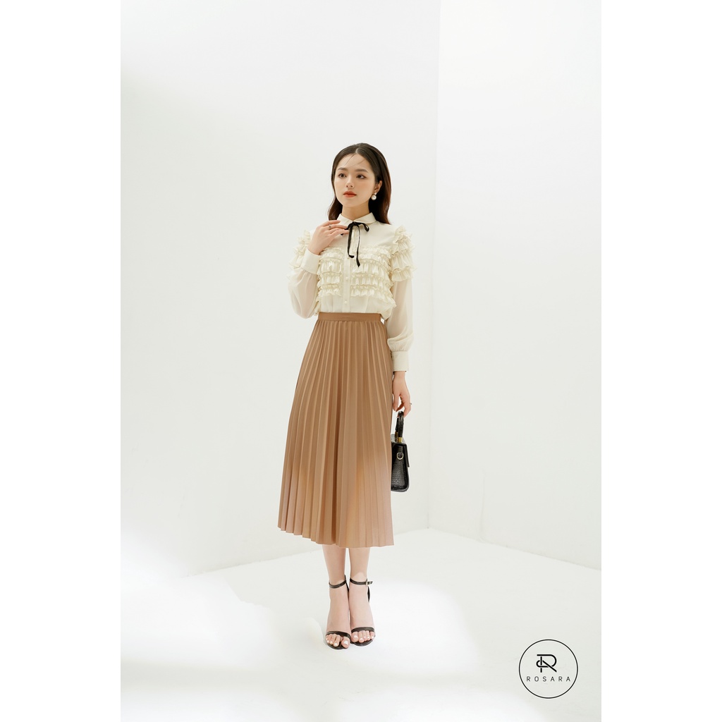ÁO SƠ MI NỮ THIẾT KẾ CỔ BÈO NƠ RỜI G3 ROSARA