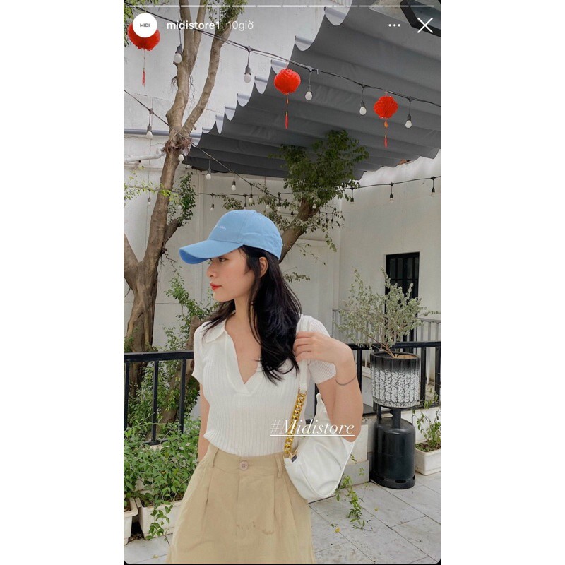 Áo len dệt kim croptop cổ V bẻ xinh iu - mỏng