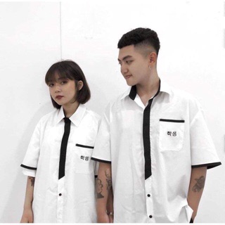 Sơ mi thêu chữ  Hàn  (kèm ảnh thật)