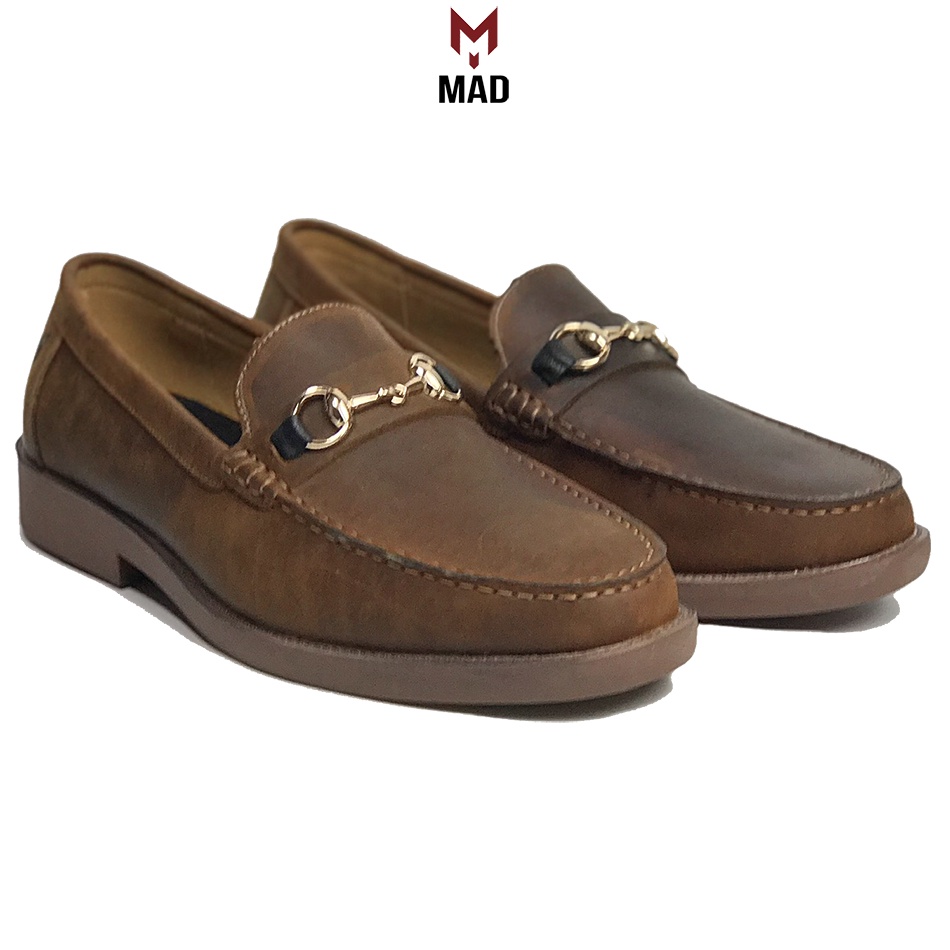 Giày lười Mad Horsebit Loafer Brown công sở nam da bò sáp ngựa điên cao cấp phong cách bụi lãng tử