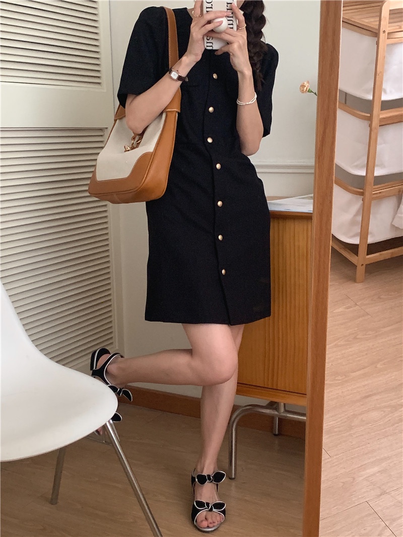 Đầm Ngắn Tay Phong Cách Hàn Quốc Đơn Giản Dễ Phối Đồ 54221