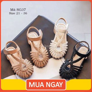 Dép sandal bé gái 1 – 12 tuổi da mềm tết sam điệu đà và duyên dáng SG37