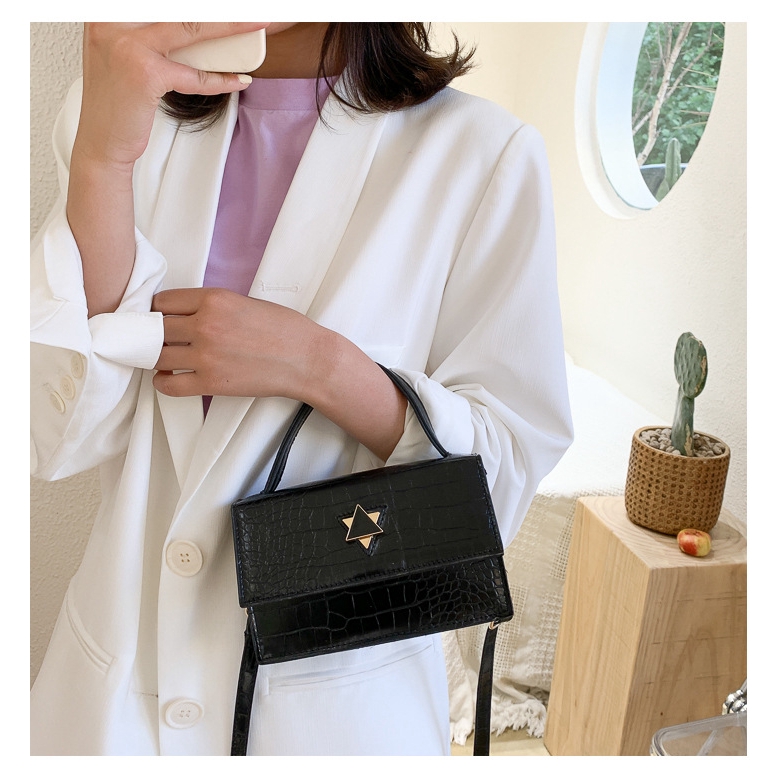 Túi đeo vai JASMIN NOIR họa tiết da cá sấu thời trang
