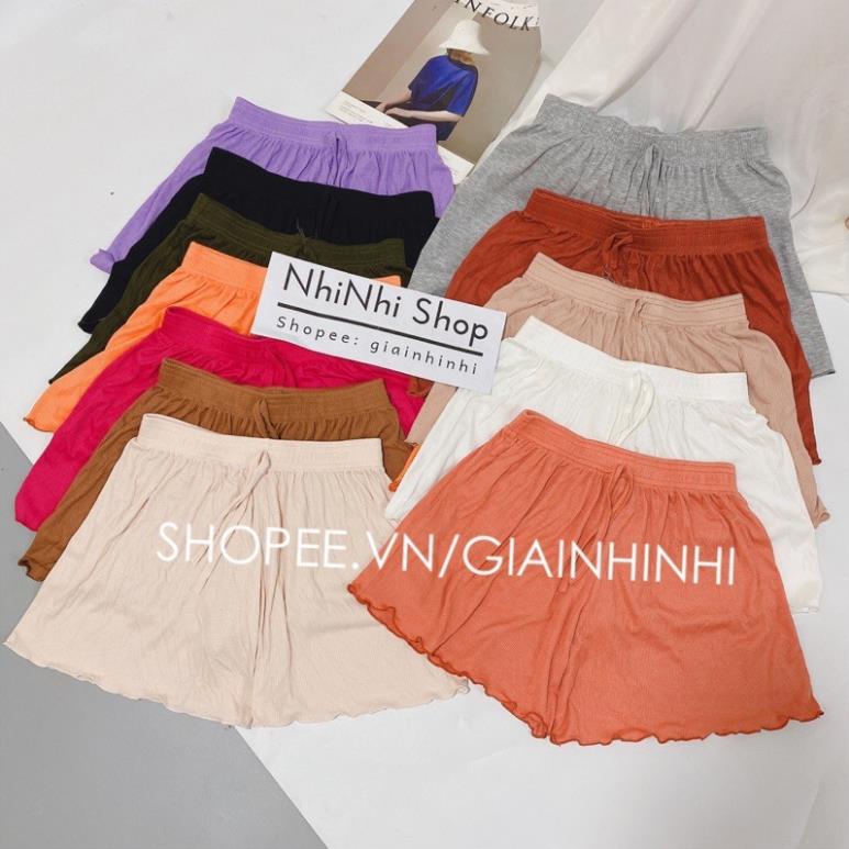 Quần short thun xòe trơn cạp chun, Quần ngủ vải cotton mịn mát co giãn QS0755 - ThuyClothing