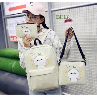 (SALE SỐC!) Combo 3in1 Balo-Túi đeo chéo-Ví phong cách Teen xinh xắn gọn nhẹ phù hợp đi chơi, đi học, làm đồng phục nhóm
