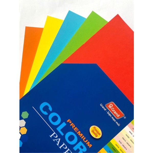 Giấy bìa màu Grand khổ A4 bán lẻ đủ các màu