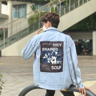 Áo khoác jeans basic phối chữ style unisex cho nam và nữ