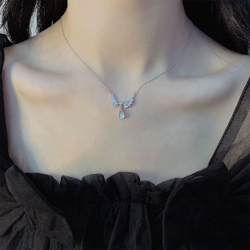Dây chuyền bạc mặt cánh thiên thần pha lê xinh xắn thời trang nữ