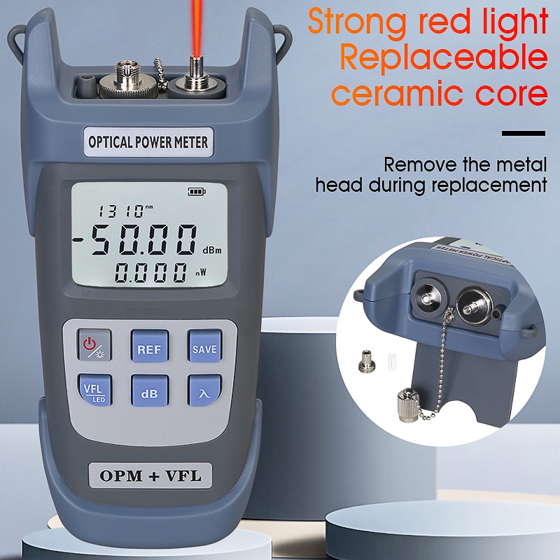 Máy đo công suất sợi quang 3 trong 1 FTTH Đèn LED VFL SC / FC / ST Đầu nối đa năng -50 ~ + 26dBm Máy đo 1-50mw