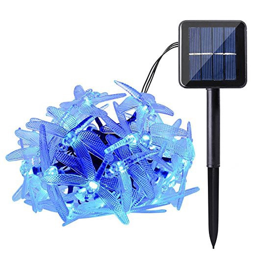 Bộ dây đèn 20 LED trang trí hình chuồn chuồn năng lượng mặt trời chống thấm nước