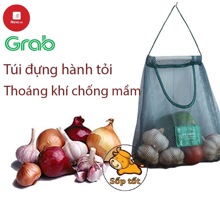 Túi lưới đựng hành tỏi không sợ bị hỏng và lên mầm tiện ích bếp GD93