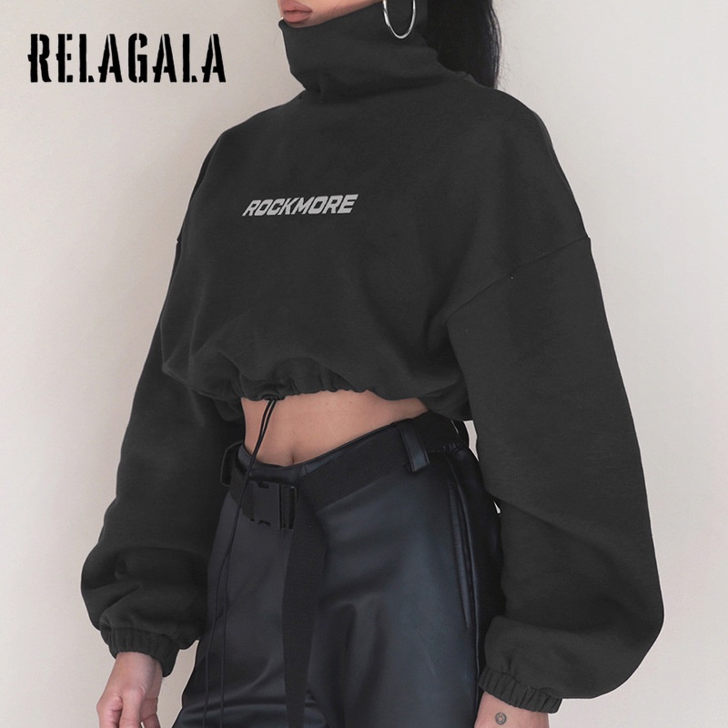 Áo Sweater Relagala Cổ Cao Tay Dài Phối Dây Rút Thời Trang Quyến Rũ Cho Nữ 2021 | BigBuy360 - bigbuy360.vn