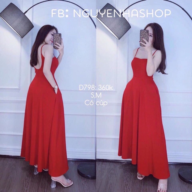 đầm maxi đỏ giá sỉ