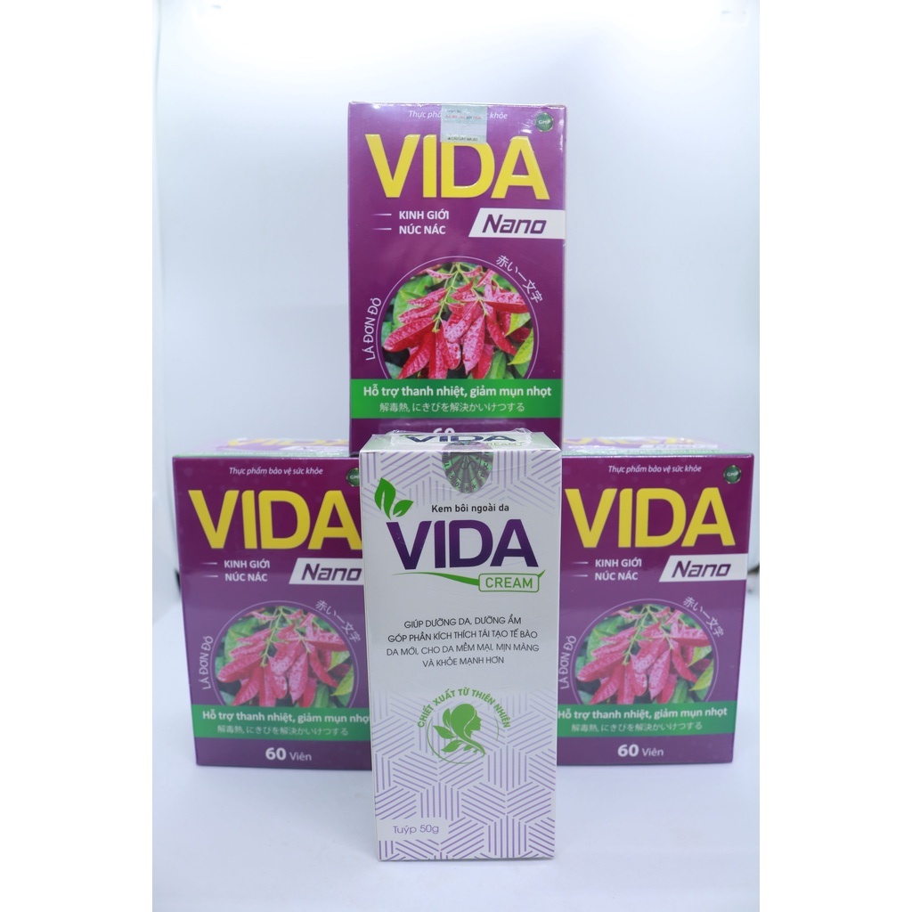Combo 2 Vida Nano - 1 Vida Cream Tặng 1 Vida Cream Thanh Nhiệt, Hỗ Trợ Giảm Rôm Xẩy, Mụn Nhọt - Vida Pharma