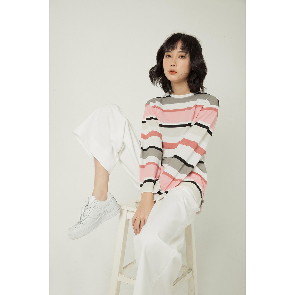 Áo thun sweater nữ màu kẻ ngang chất len mềm mại MADELEN