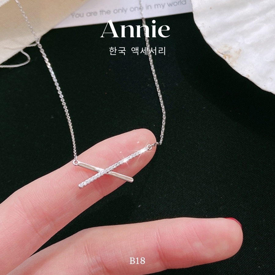 Dây chuyền bạc chữ X sợi mảnh đính đá cao cấp phong cách nữ tính ANNIE - B18