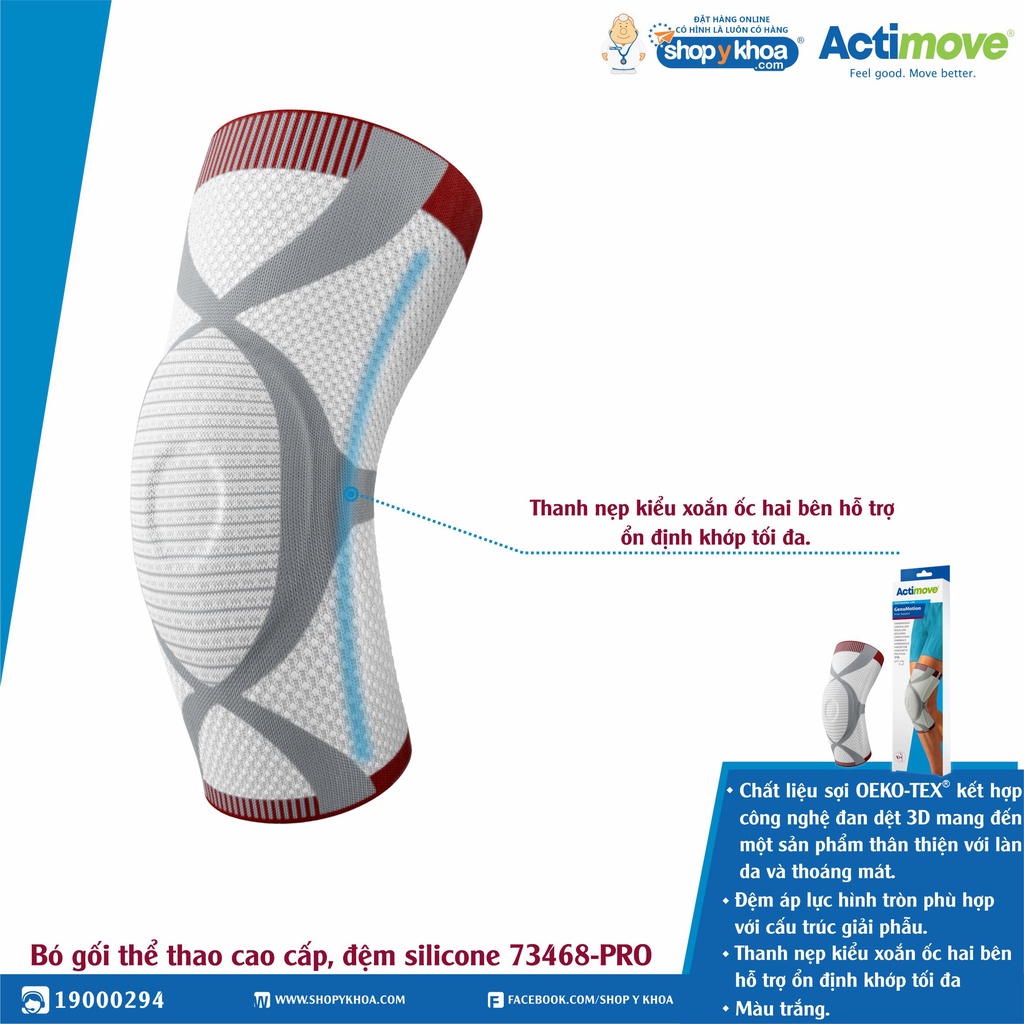 Bó Gối Thể Thao Cao Cấp 73468-PRO, Đệm Silicone Và Thanh Nẹp 2 Bên Kiểu Xoắn Ốc [Actimove] - Chính Hãng Châu Âu (1 Cái)