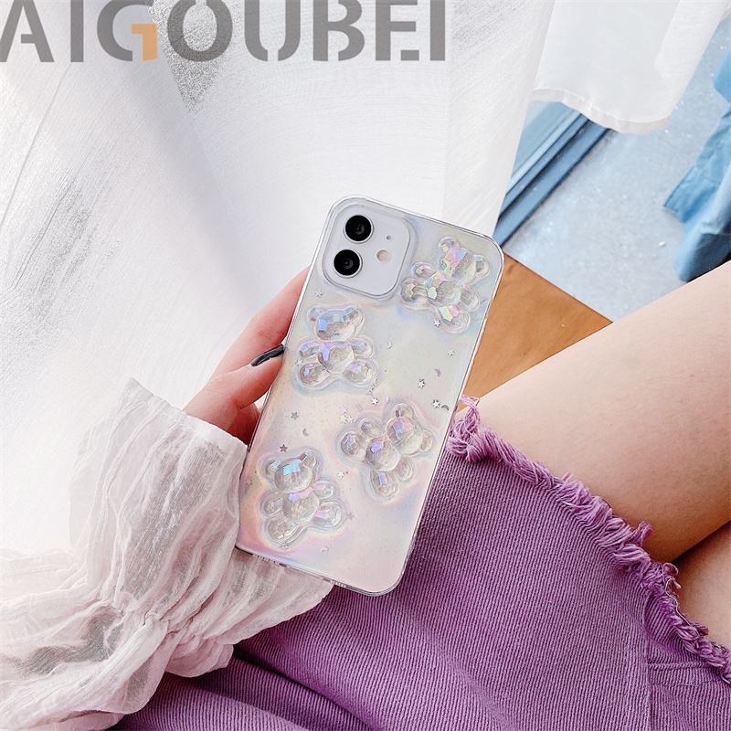Delicate Transparent Radium Color Four Bears Phone Case Silicone Protective Cover for IPHONE 13 13PRO 13 PRO MAX 12 12PRO 12PROMAX 11PRO 11PROMAX X XS XR XSMAX