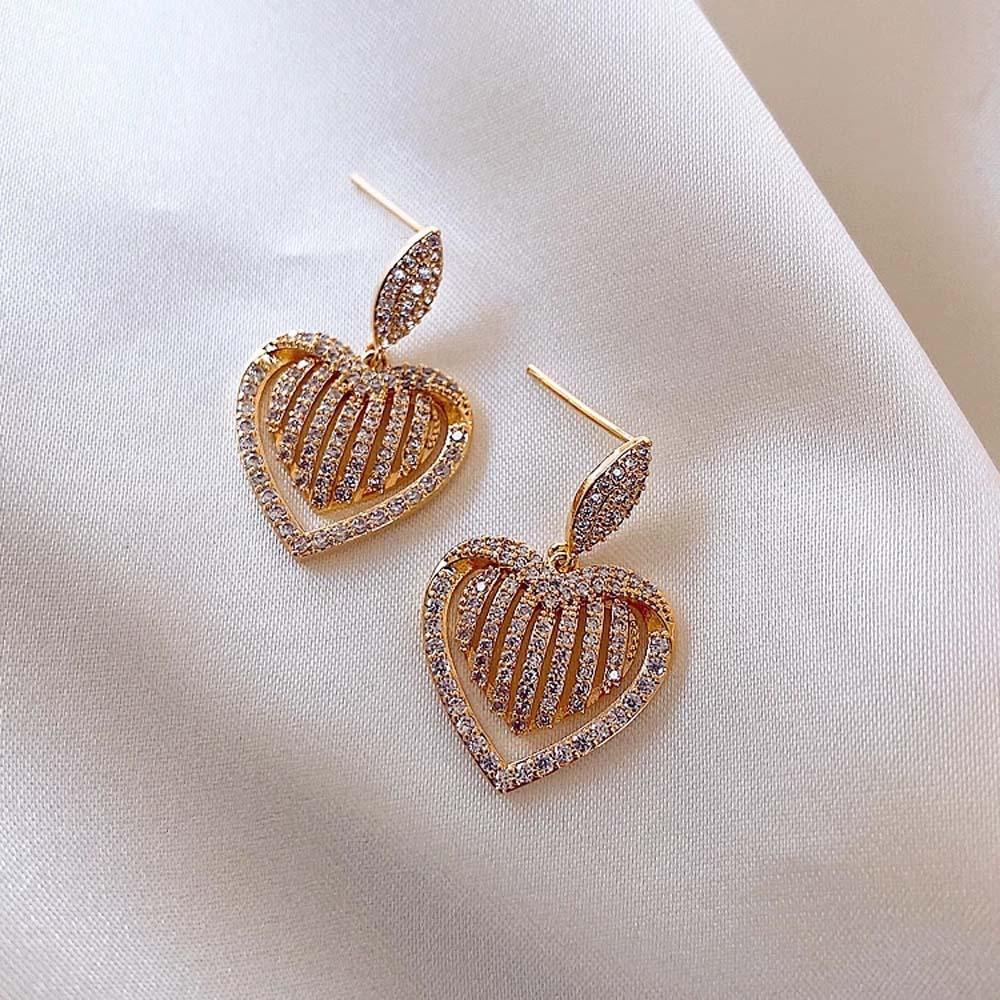 Khuyên Tai Lủng Lẳng Đính Đá Đơn Giản Thời Trang Hàn Quốc Cho Nữ