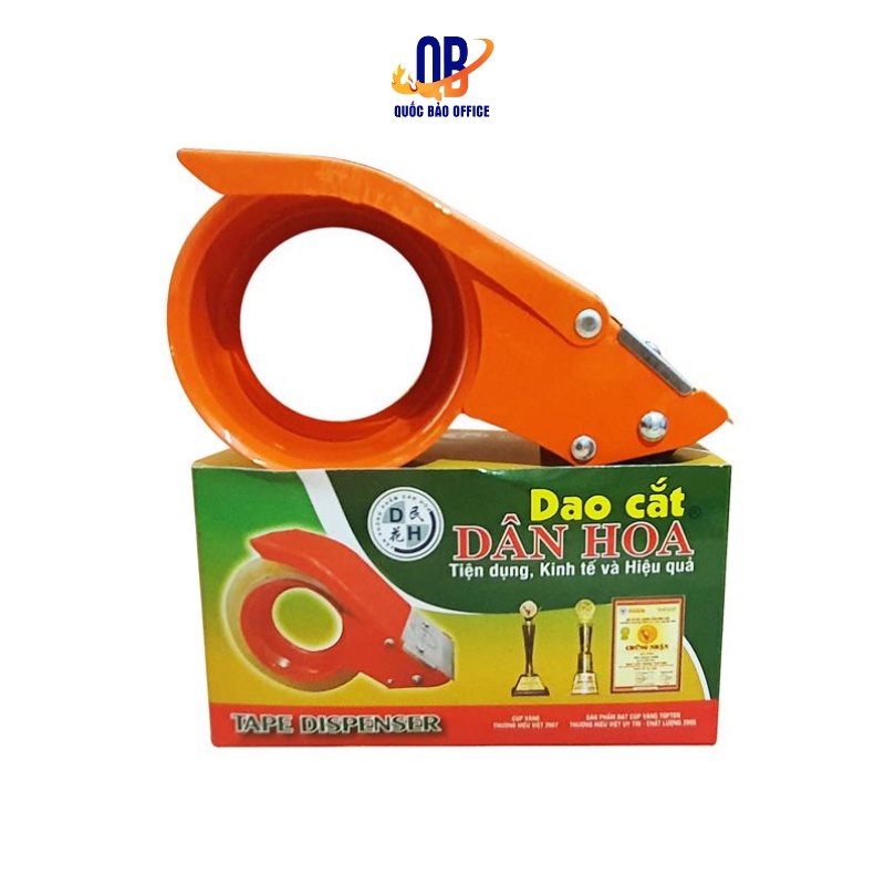 Cắt băng dính Dân Hoa - Máy cắt băng 5cm / 6cm/ 7cm - Màu đỏ cam - 1 chiếc