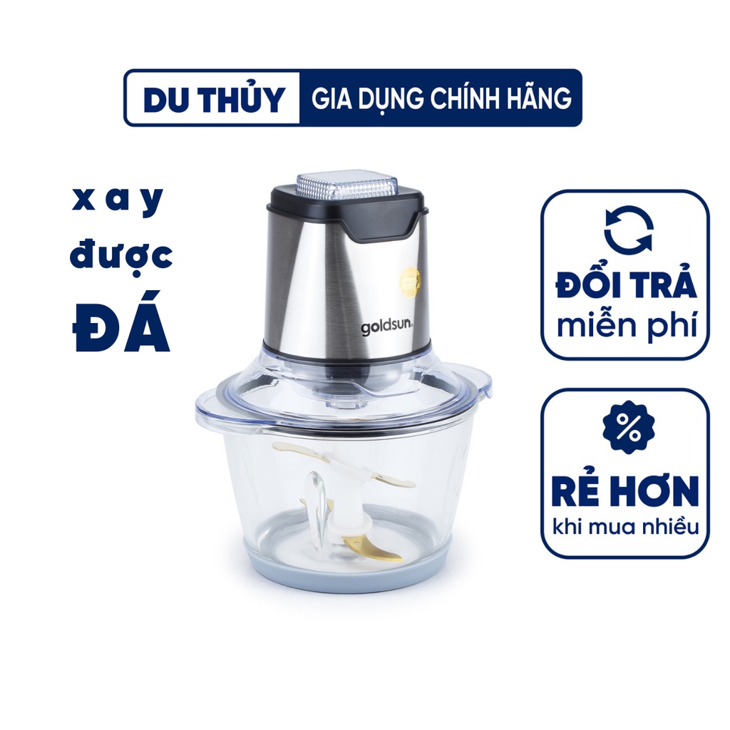 Máy xay thịt đa năng Goldsun lưỡi dao 2 tầng kép inox 304 phủ titanium siêu bền, siêu bén 1L2 300W bảo hành 12 tháng