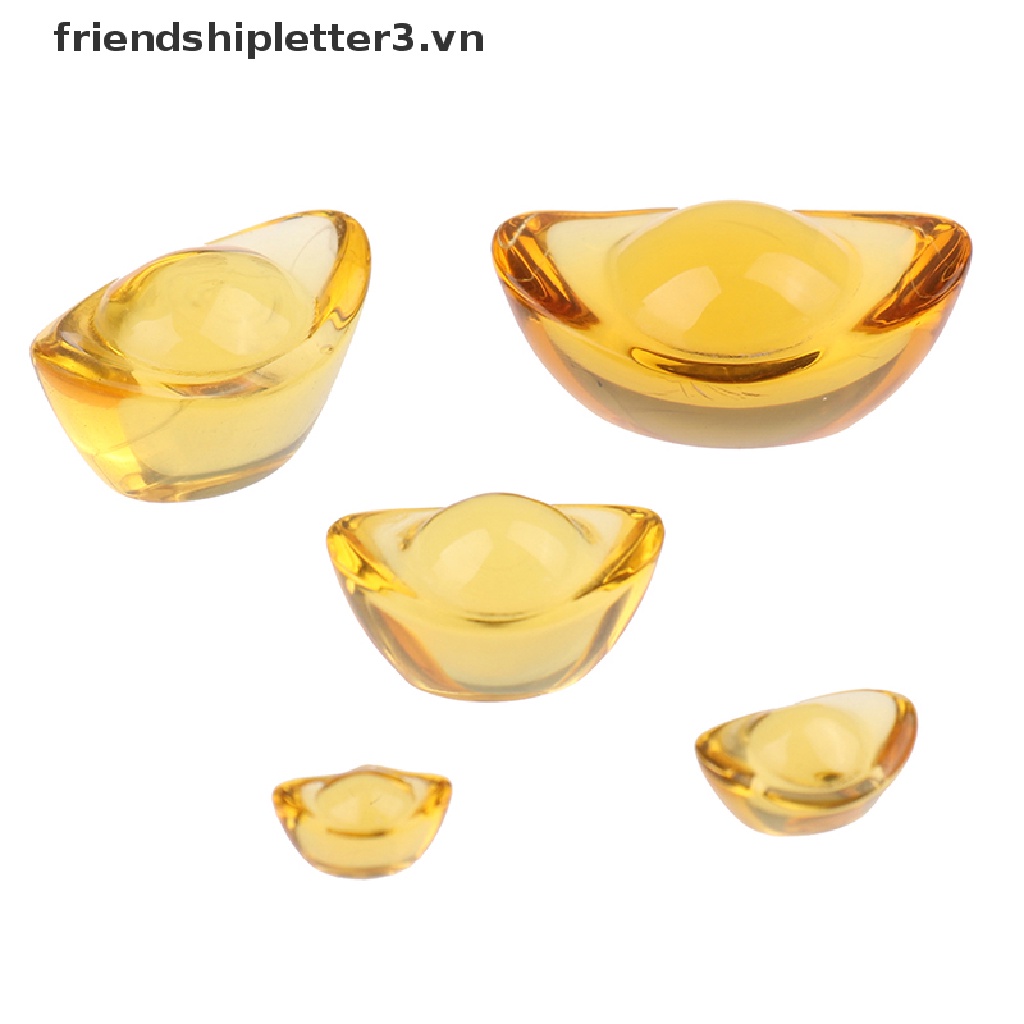 Set 5 mô hình thỏi vàng phong thủy cầu may mắn dùng trang trí nội thất