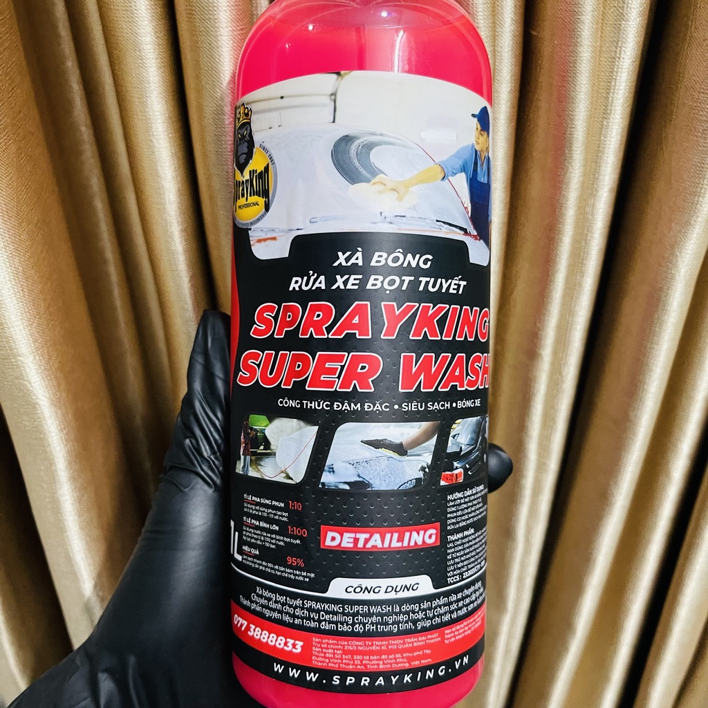 COMBO-Xà bông,nước rửa xe bọt tuyết Sprayking Super wash 1L (tỷ lệ pha phần mô tả)