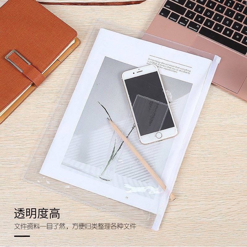 Túi Trong Suốt Đựng Tài Liệu Cỡ A4 Chống Thấm Nước Có Khóa Kéo Tiện Dụng