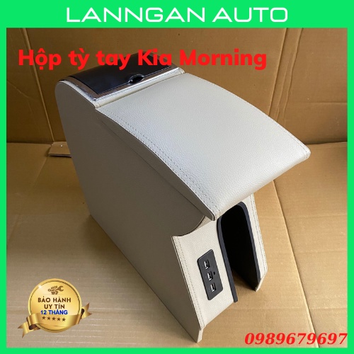 Hộp tỳ tay ô tô cao cấp Kia Morning 2015 - 2019  tích hợp  cổng USB ( Không khoan vít )