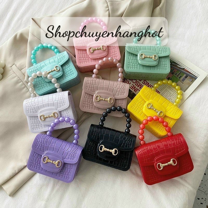 Túi Mini Nữ Đeo Chéo Silicon Quai Ngọc 🍀Túi Xách Cho Bé Hàng Quảng Châu Nhỏ Xinh kèm dây