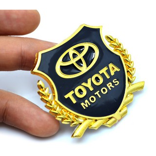 Bộ 2 Logo TOYOTA Motors kim loại dán ô tô