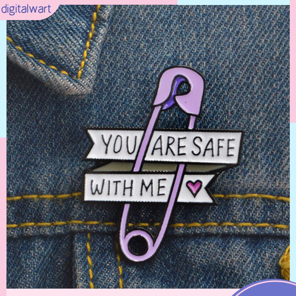 Ghim cài áo bằng chất liệu hợp kim tráng men họa tiết chữ YOU ARE SAFE WITH ME